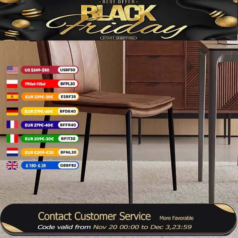 

Black Italian Dining Chairs Designer Luxury Brown Nordic Office Dining Chairs Living Room Accent Sillas Comedor Furniture