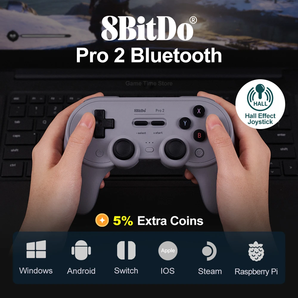 

8BitDo Pro 2 Bluetooth Controller Gamepad with Joystick for Nintendo Switch, PC, macOS, Android, Steam Deck & Raspberry Pi