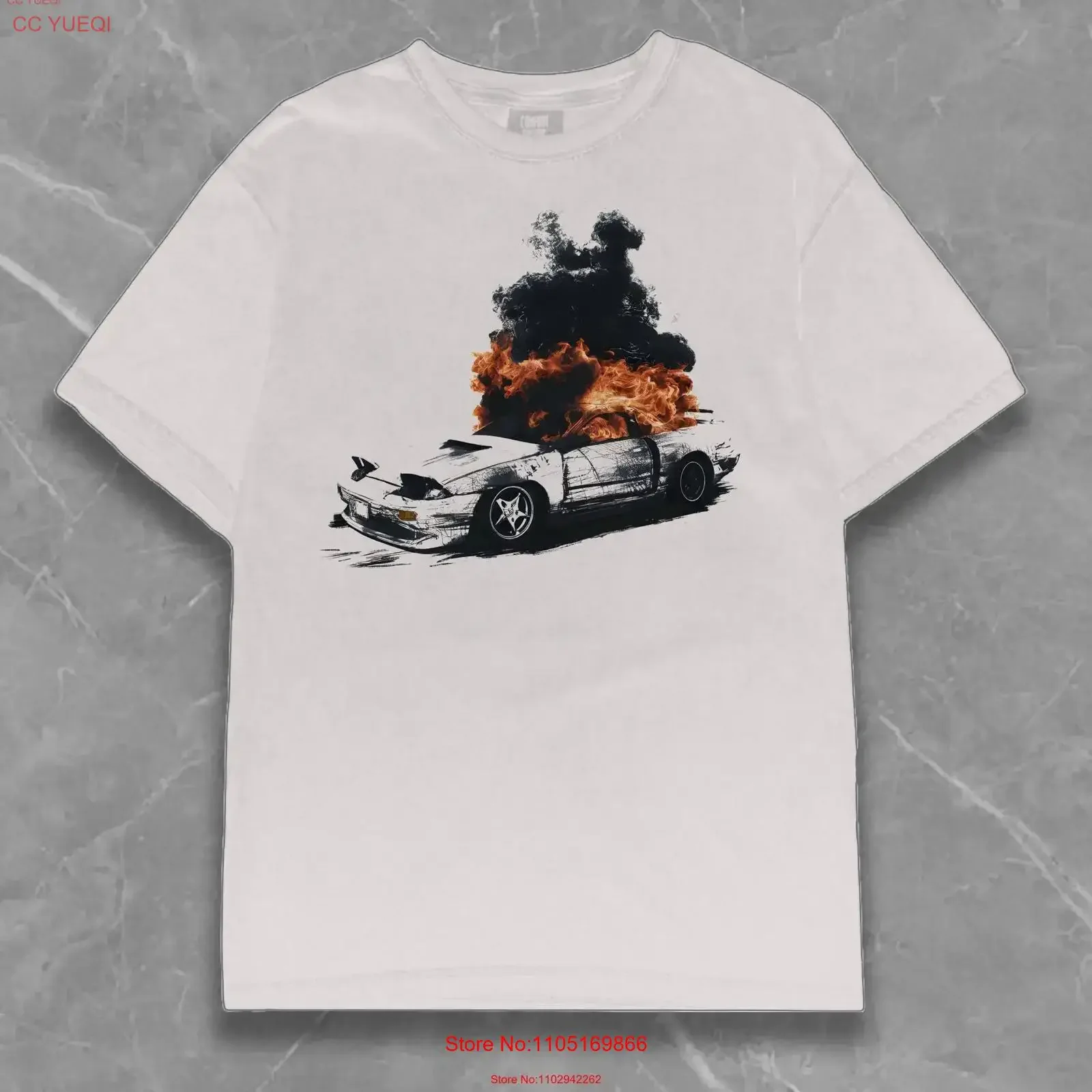 

Cool Retro Car on Fire T Shirt Vintage Style Streetwear Y2K s for Guys JDM Enthusiast vintage Washed homme Stylish Stretched