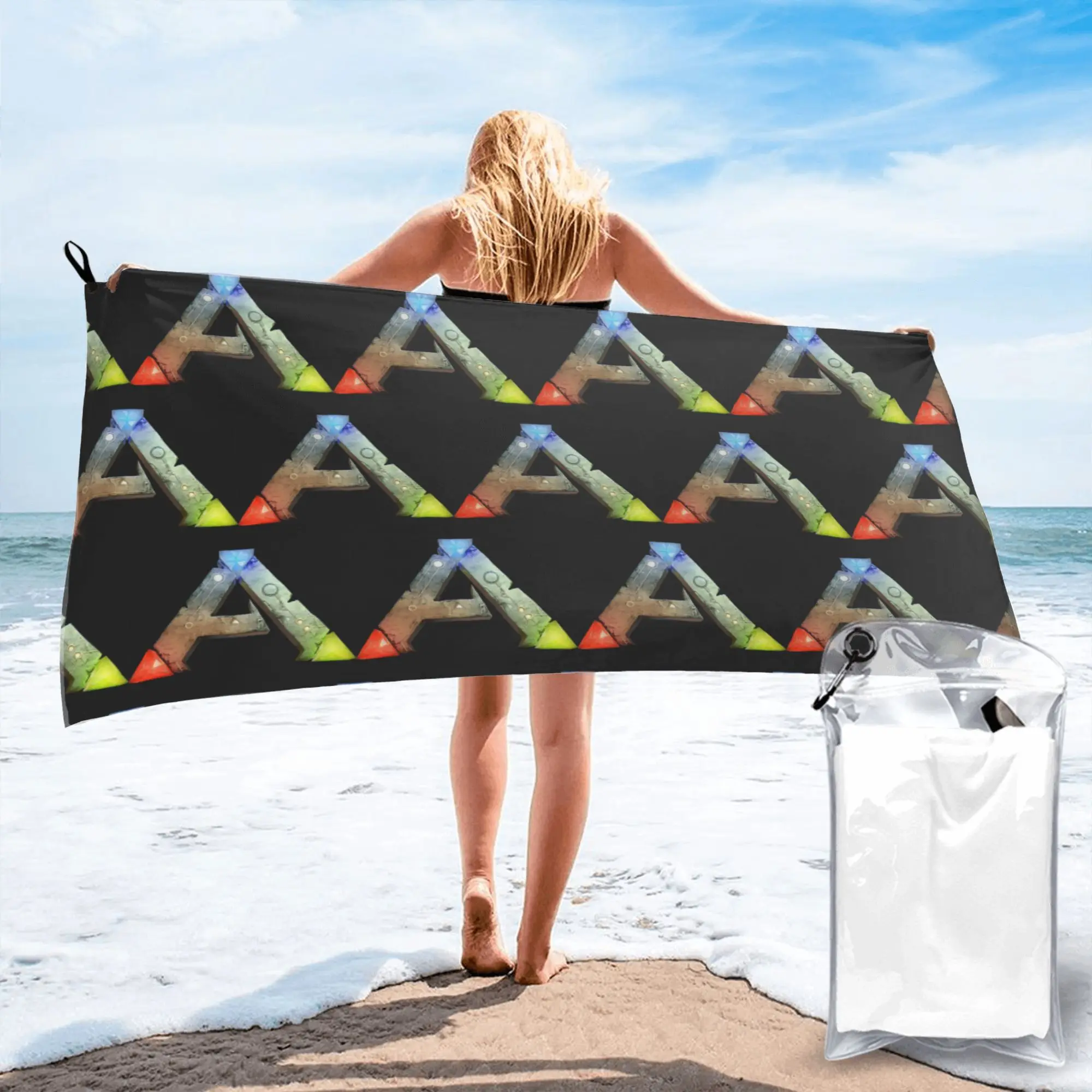 ARK Survival Evolved Logo Serviette de plage en microfibre douce, absorbante et à séchage rapide, pour l'escalade en montagne