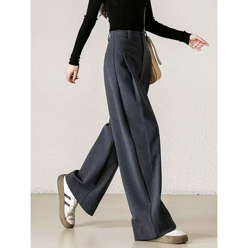 Pantalon coréen en laine pour femme, taille haute, ample, décontracté, épais, assorti avec tout, sarouel, nouvelle collection automne hiver 2026