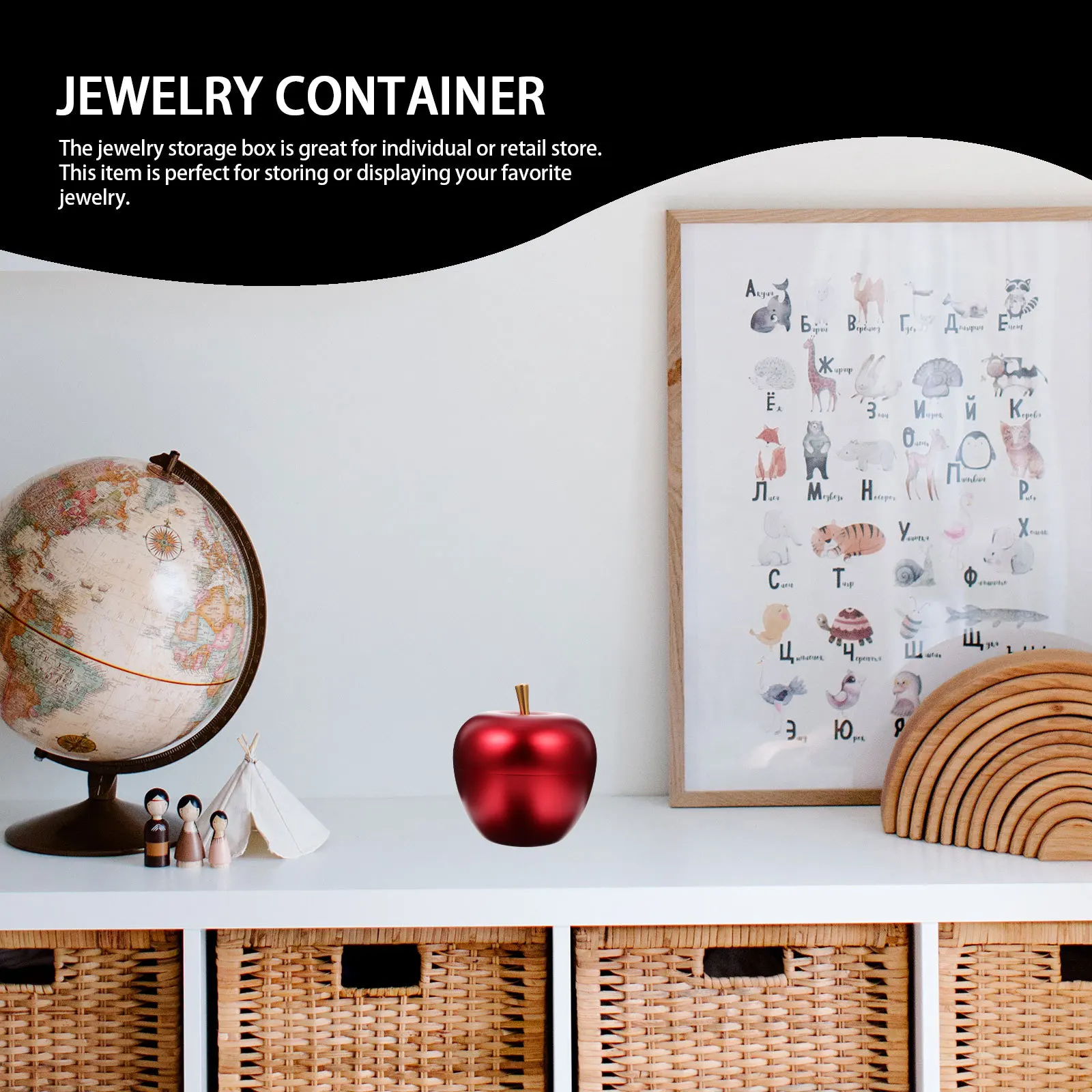 

Aluminum Alloy Jewelry Box Apple Shape Sturdy Decorative Organizer Storage Case for Earrings Bracelets Necklaces Trinket Holder