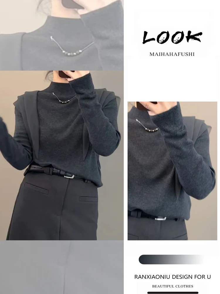 

Потрясающий вязаный комплект из топа с длинными рукавами и брюк для женщин, осень 2025: повседневный модный ансамбль с завышенной талией