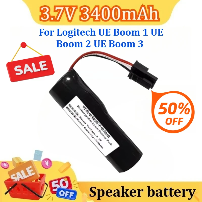 

New 3400mAh 3.7V for 00798-601-8207 NTA3083 533-000105 Li-ion Speaker Battery for Logitech UE Boom 1 UE Boom 2 UE Boom 3