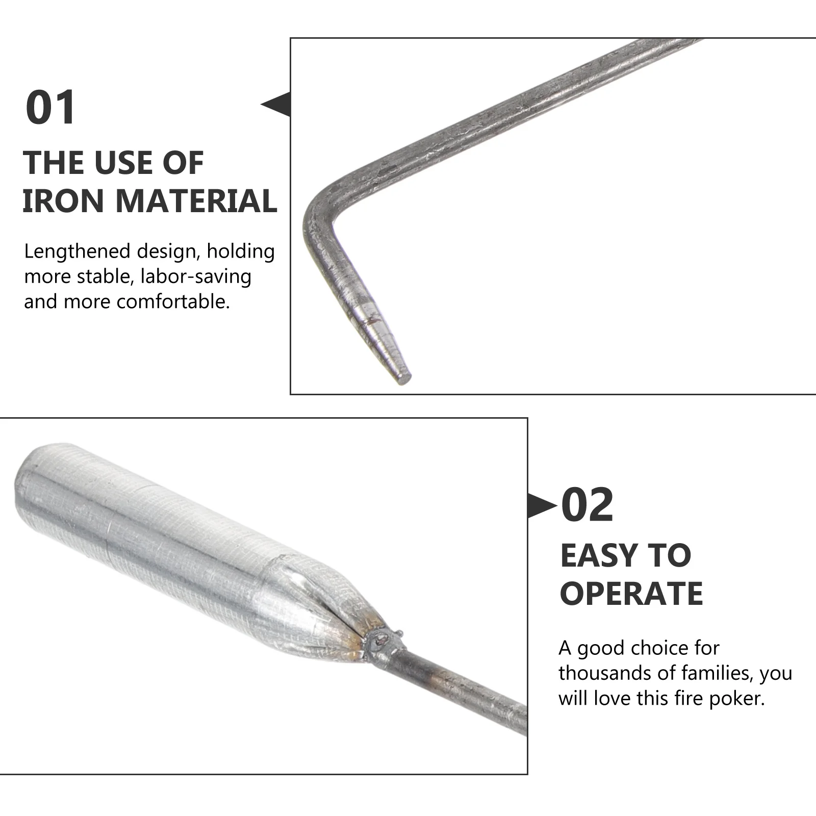 لعبة البوكر الحديدية المفضلة على نطاق واسع بمقبض طويل وعملية للمواقد الداخلية والخارجية والحفر لبوكر الموقد #3