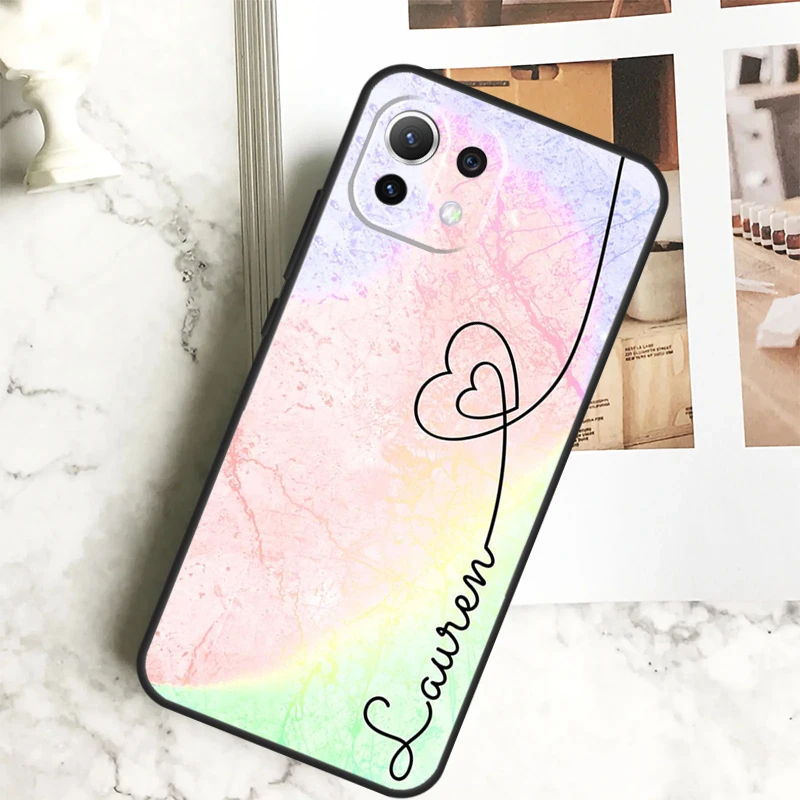 PERSONALISED initials name rainbow Case For Xiaomi 13 14 Pro Ultra 12 13 Lite 11T 12T 13T POCO F5 M6 X3 X5 X6 Pro F3 M5s Cover