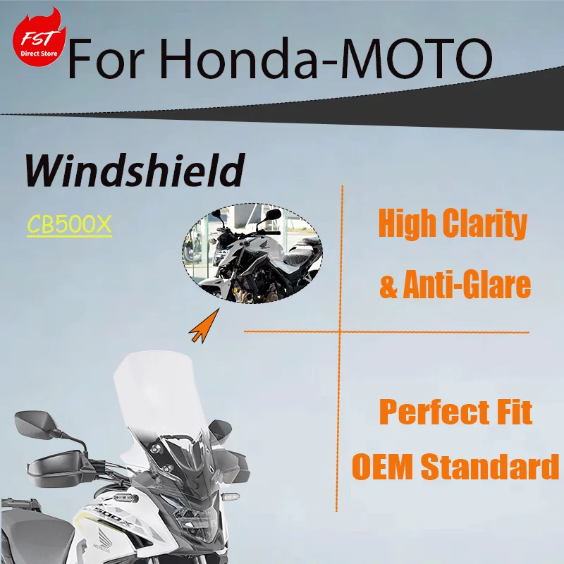 Premium Transparent Windshield for Honda CB500X, Import Material Heightened Wind Screen, Windproof Accessory