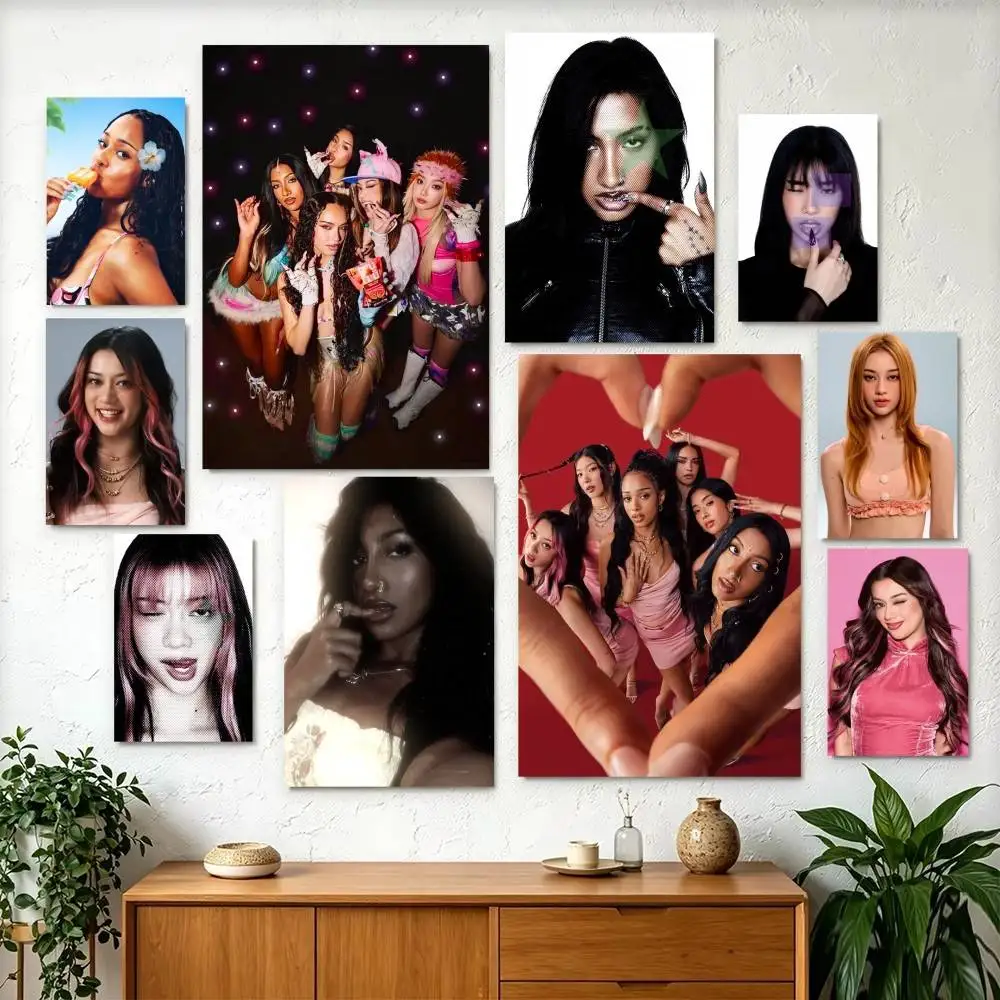 KATSEYE Megan Girl-Group Poster Perfect Space Sticker Self Adhesive for Office Home Theater Wall Art Decor Fancy Gift