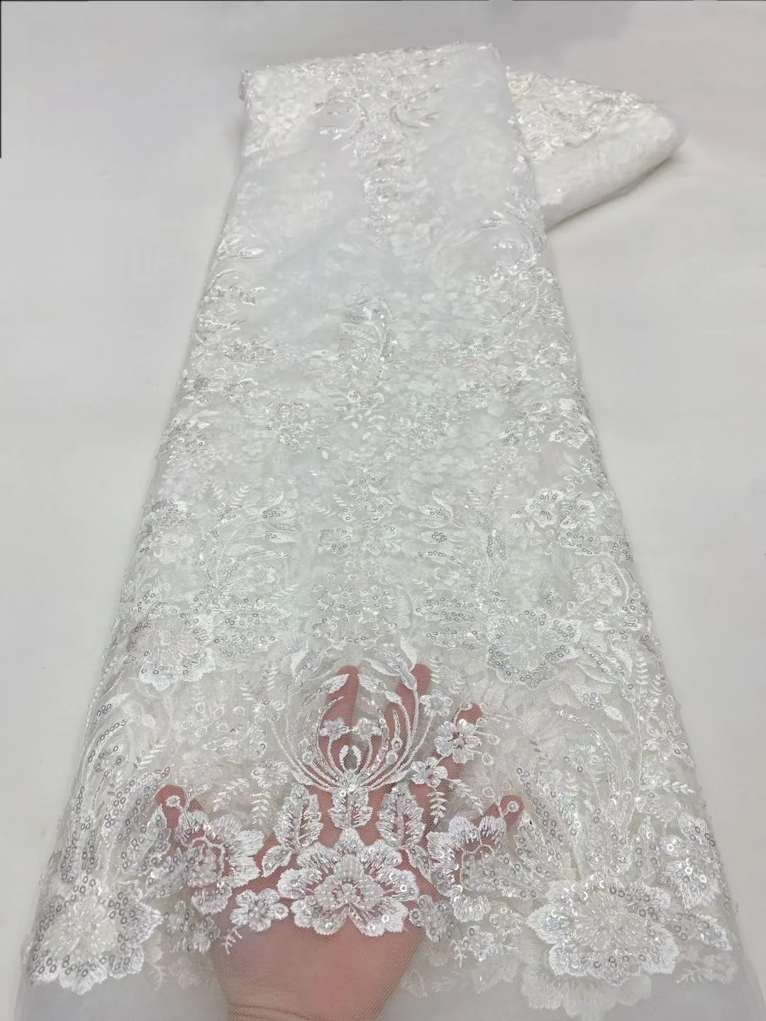 قماش دانتيل مطرز فاخر أفريقي فرنسي 5 ياردات تول شبكة دانتيل ترتر مطرز أقمشة الدانتيل فستان حفلات الزفاف
