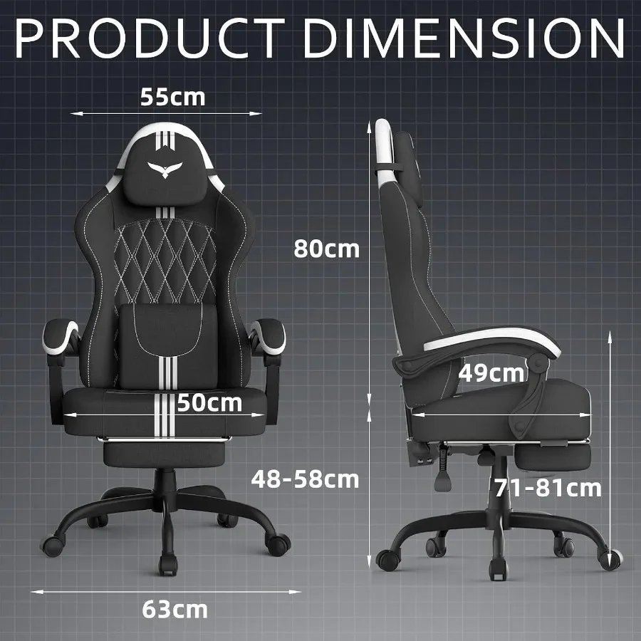 Ergonomic office chair for home and gaming use, linen fabric in beige, pocket spring cushion with wide 20 seat, adjustable head