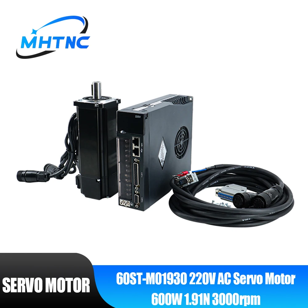 CNC 60ST-M01930 600W 220V AC Servo Motor 1.91N 3000rpm Single-Phase permanent magnet Matched driver A1-SVD15 with RS-232 /RS-485