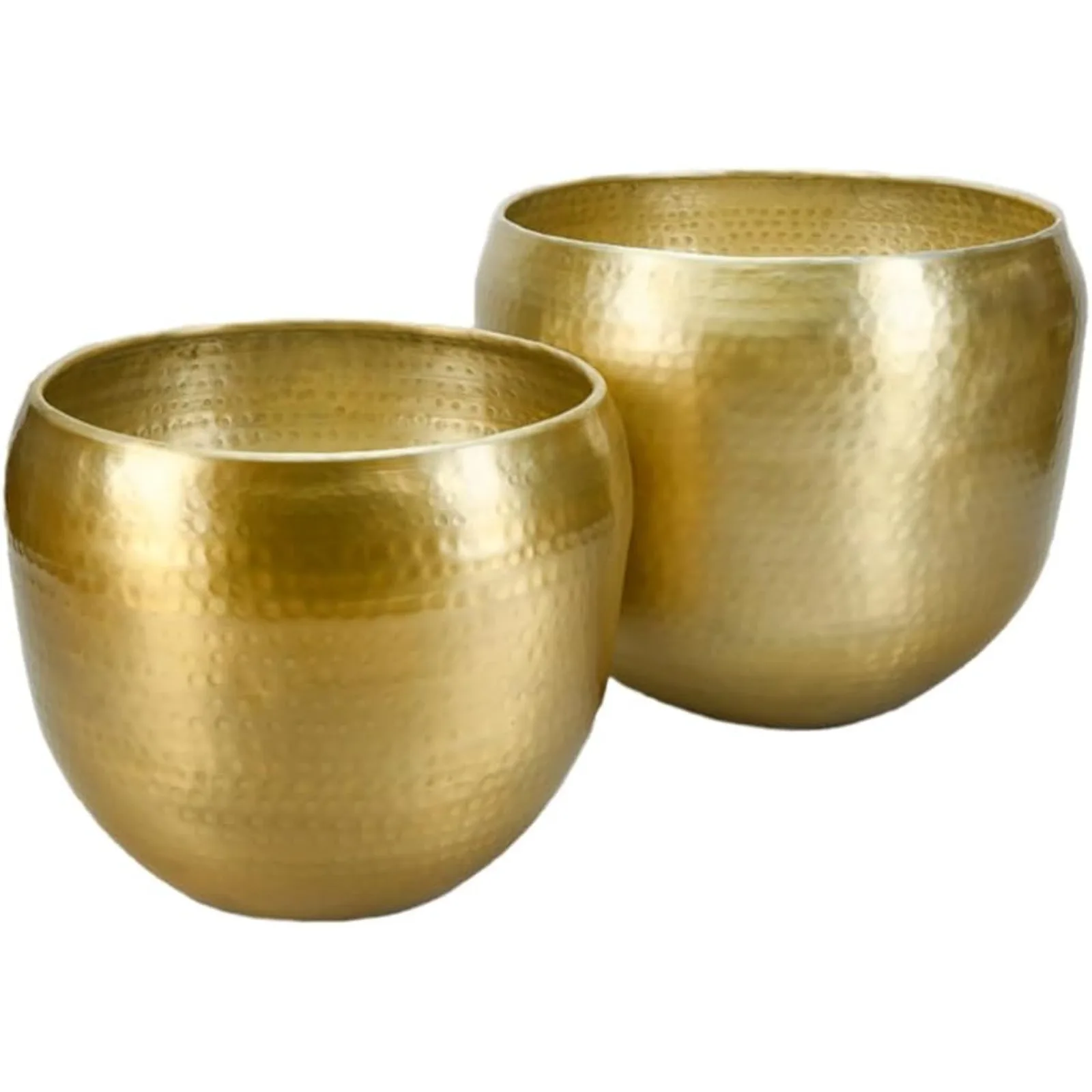 US  Brass-Look Aluminum Cachepot: Handcrafted in India, Elegant Wedding & Home Decor