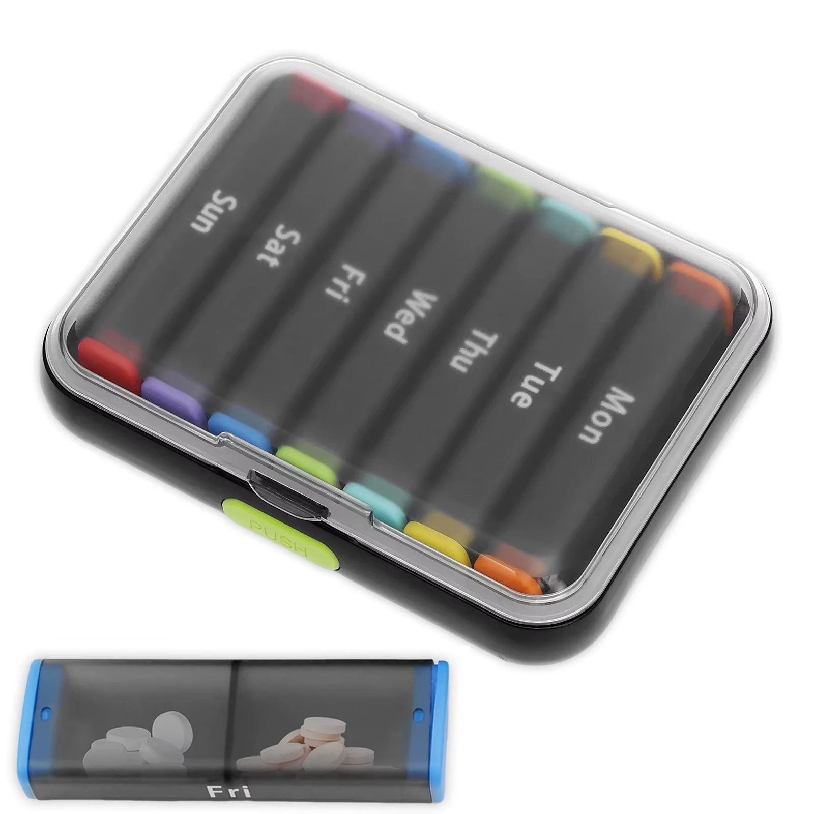 Weekly Pill Organizer 2 Times A Day with Double Moisture-Proof Design 7 Day Medications Portable Supplements Vitamins Container