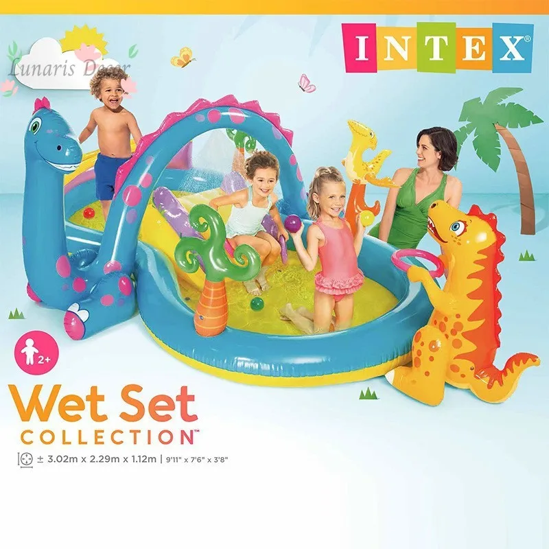 Dinosaur figure-eight fountain slide, inflatable pool, wading pool, family swimming pool, ocean ball pit