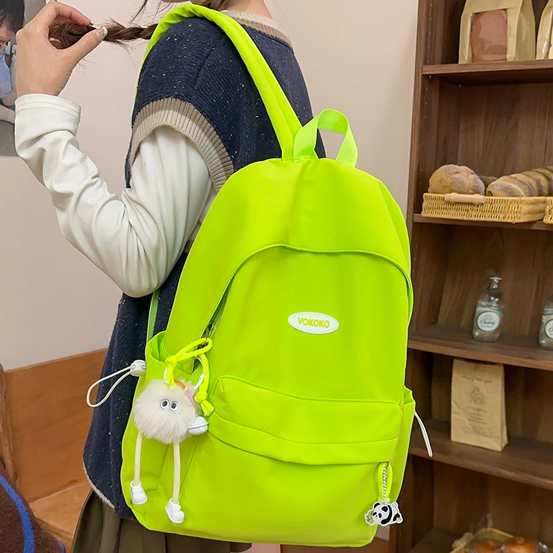 

Teenage Korean Student School Backpack Nylon Cute Emblem Women Bag Casual Fashion Backpack Girls Plain Bookbag