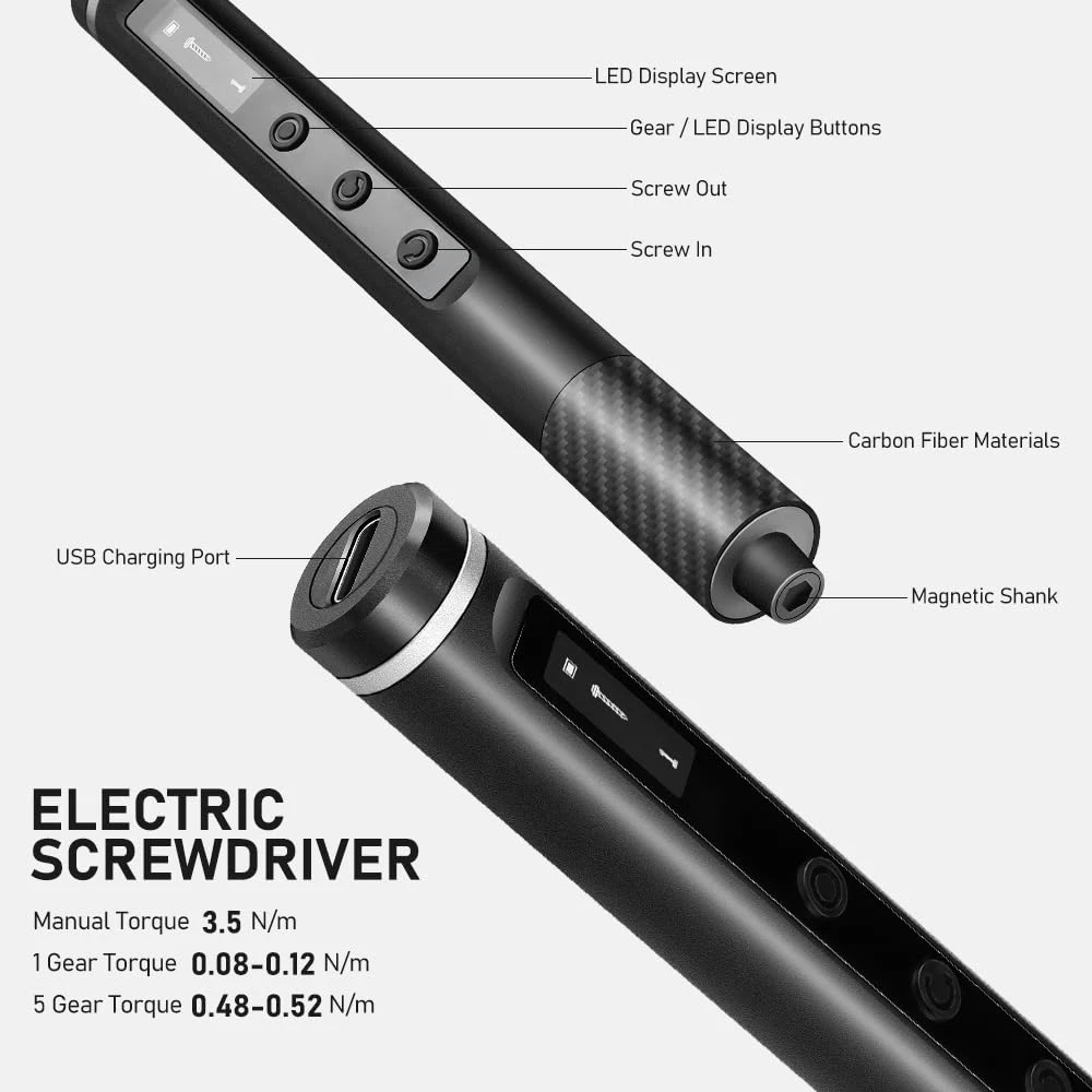 71 in 1 Präzisions-Elektroschraubendreher-Set kabellos mit 48 Magnet bits Phillips LED5 Drehmoment 0,52 n Pinzette PC-Telefon-Reparatur satz