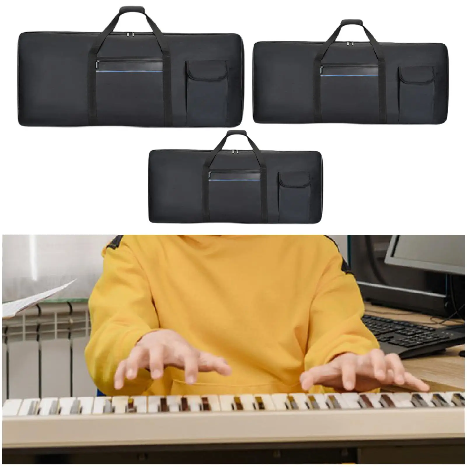 61 Key Keyboard Bag Carrying Case with Pocket Padded Portable Keyboard Gig Bag for Outdoor Concert Performance Music Studio Tour