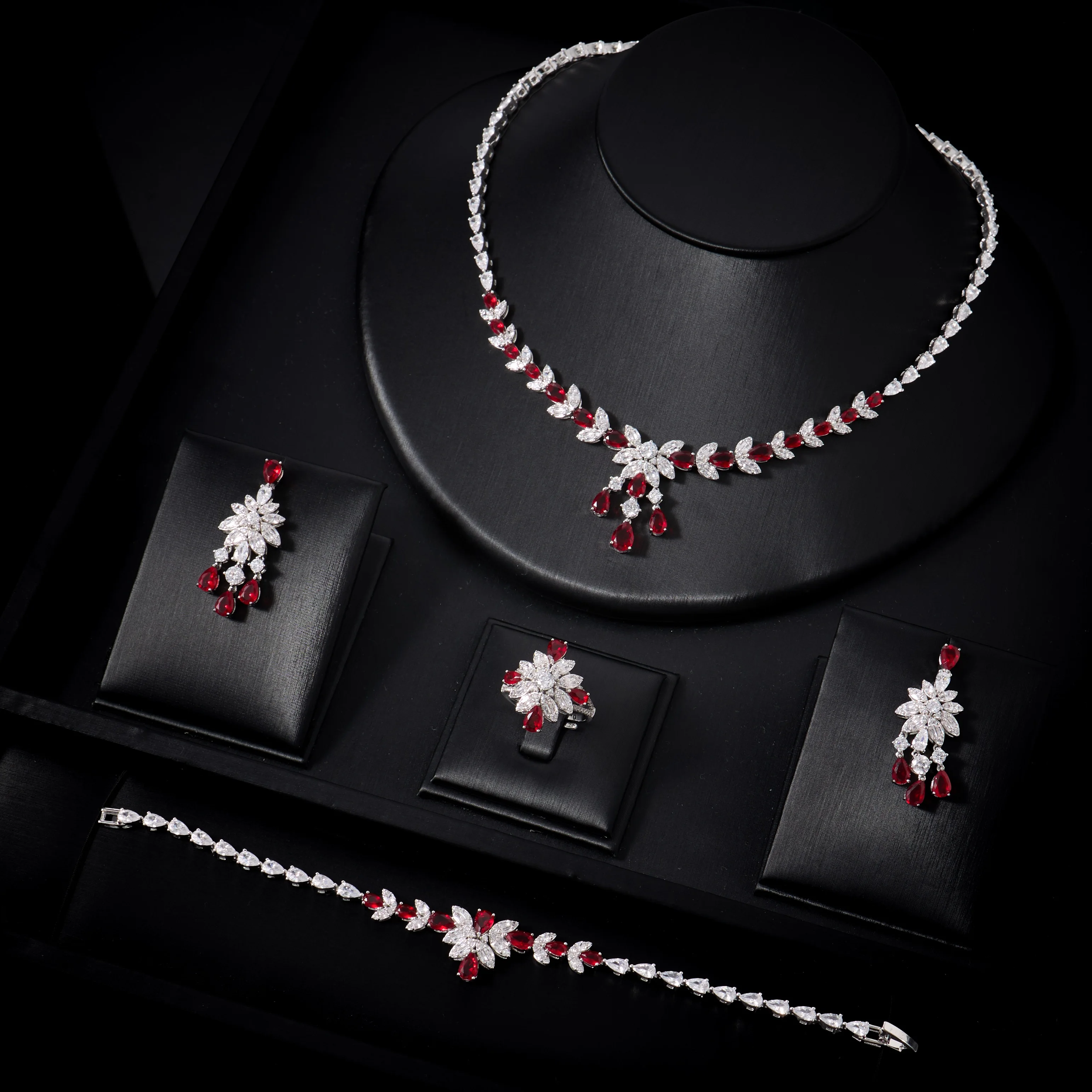 Elegant Color Cubic Zircon Necklace Set for Women Bride Wedding Jewelry Woman Accessories Free Shipping Everything Gift