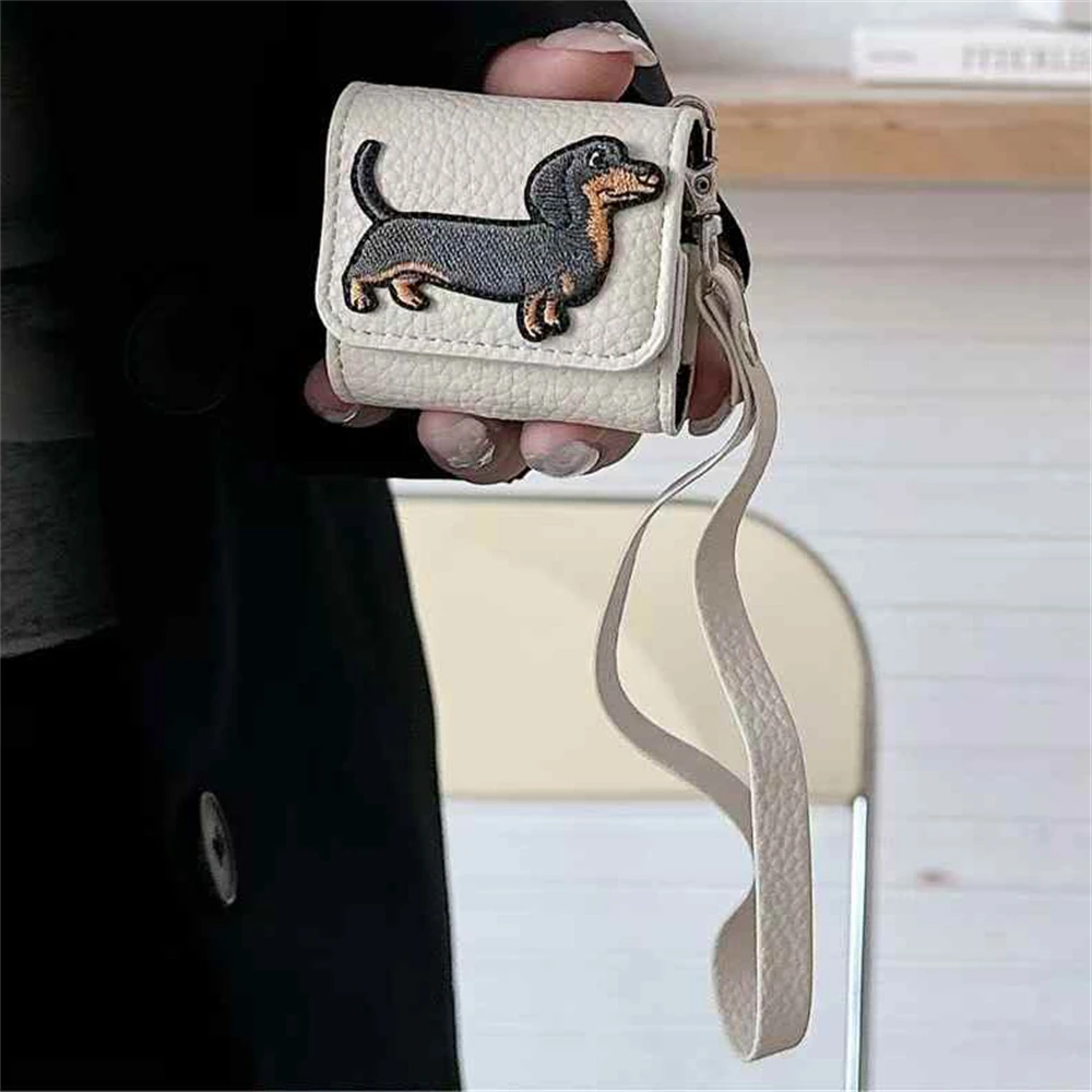 لطيف الإبداعية الحيوان الألماني الليتشي نمط فو الجلود حقيبة سماعة الاذن ل Airpods 1 2 3 4 برو 2 الغطاء الواقي مع قلادة