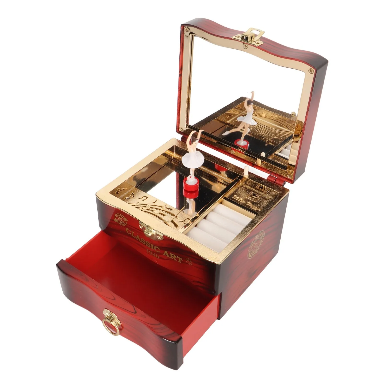 F9 Rotating Ballerina Dancer Music Box Nostalgic Elegant Dancing Girl Musical Jewellery Box for Necklace Earrings Home Decor