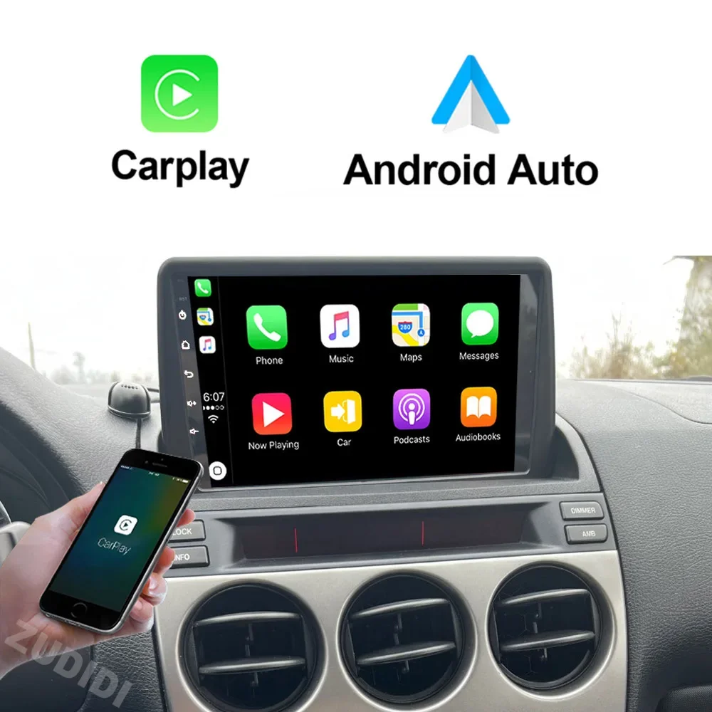 Android 13カーラジオ,ステレオ,マルチメディア,GPS,ビデオ,ナビゲーション,CarPlay,Bluetooth,ミラー,カメラ,ビデオ,マツダ6車用 (2002- 2008)