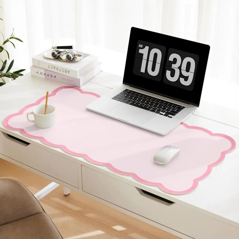 Large Pink PU Leather Desk Mat for Women