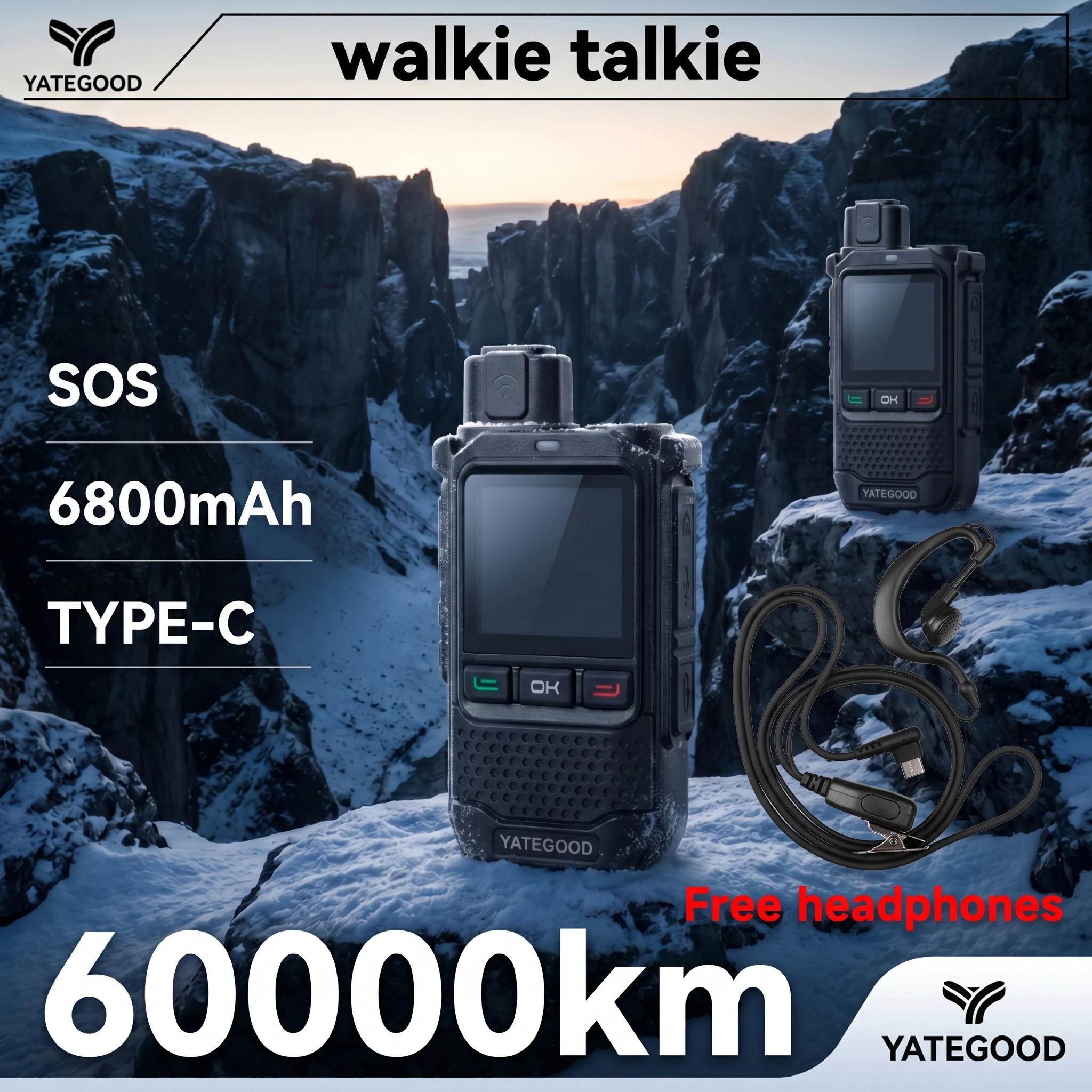 YATEGOOD Global G650 Walkie Talkie GPS 4G 5G 3G Long Standby Portable More than 5000KM Network 4G 5G