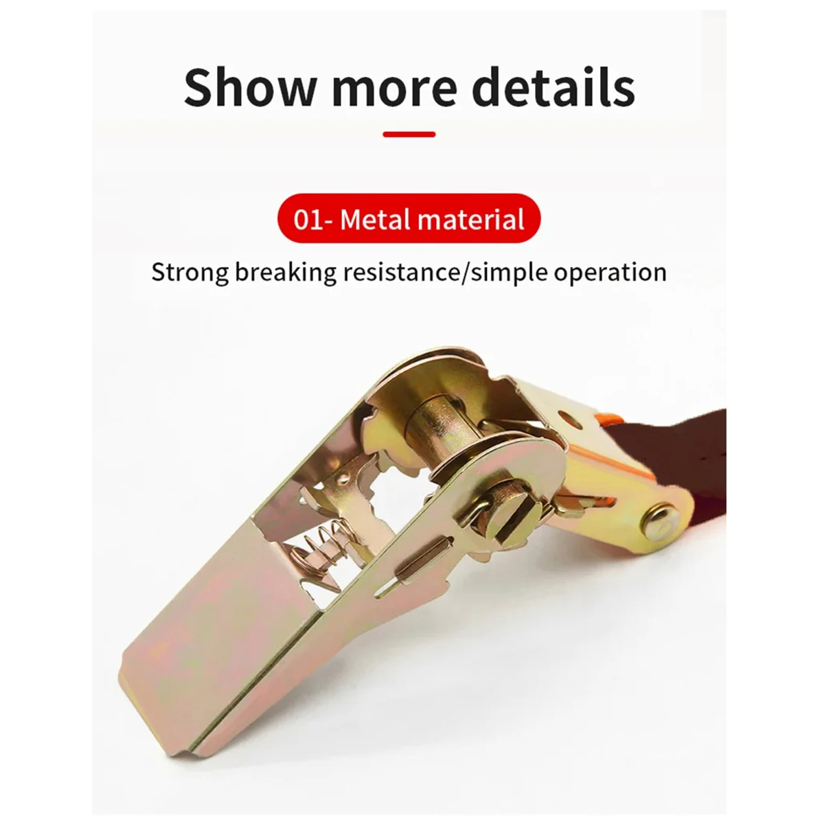 5m Cargo Strap Ratchet Tensioner Freight Car Fixed Tightener Tighten Rope For Luggage Goods Transportation Outdoor Camping