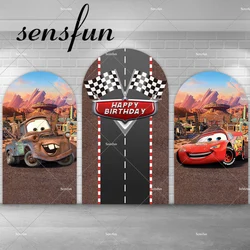 Movie Cars Theme Arch Backdrop Cover For Photo Studio Boys Baby Shower Happy Birthday Party Photography Background Customized