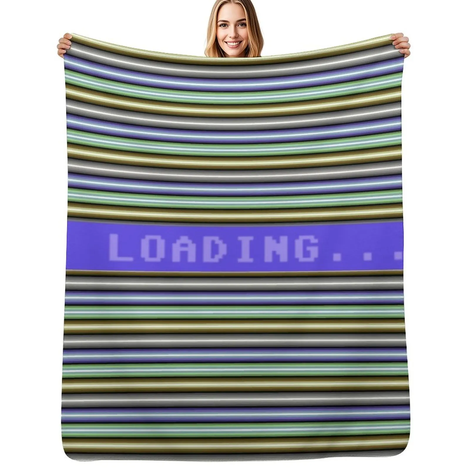 

Commodore 64 Raster Bars Throw Blanket Flannel manga Travel Bed linens Blankets