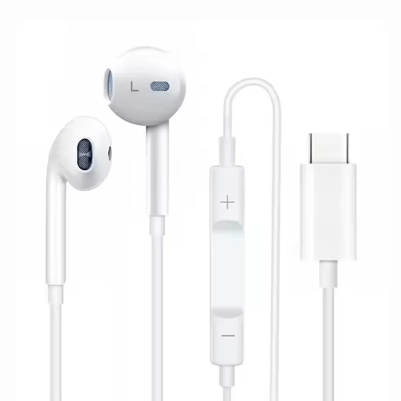 หูฟังแบบมีสาย Type C USB C สำหรับโทรศัพท์ 15ProMax/Samsung/Huawei