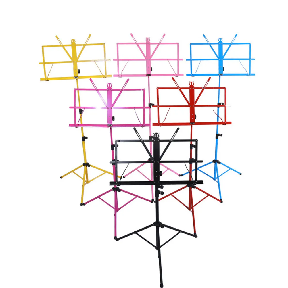 Colorful Folding Music Sheet Tripod Stand Metal Adjustable Height Multi-Angle Viewing Non-Slip Rubber Feet Lightweight Portable