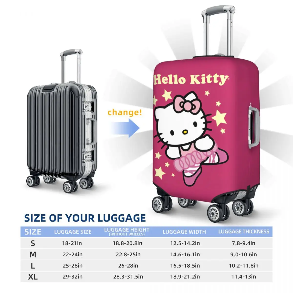 Hello Kitty Ballerina Suitcase Cover Vacation Travel Practical Luggage Case Protection