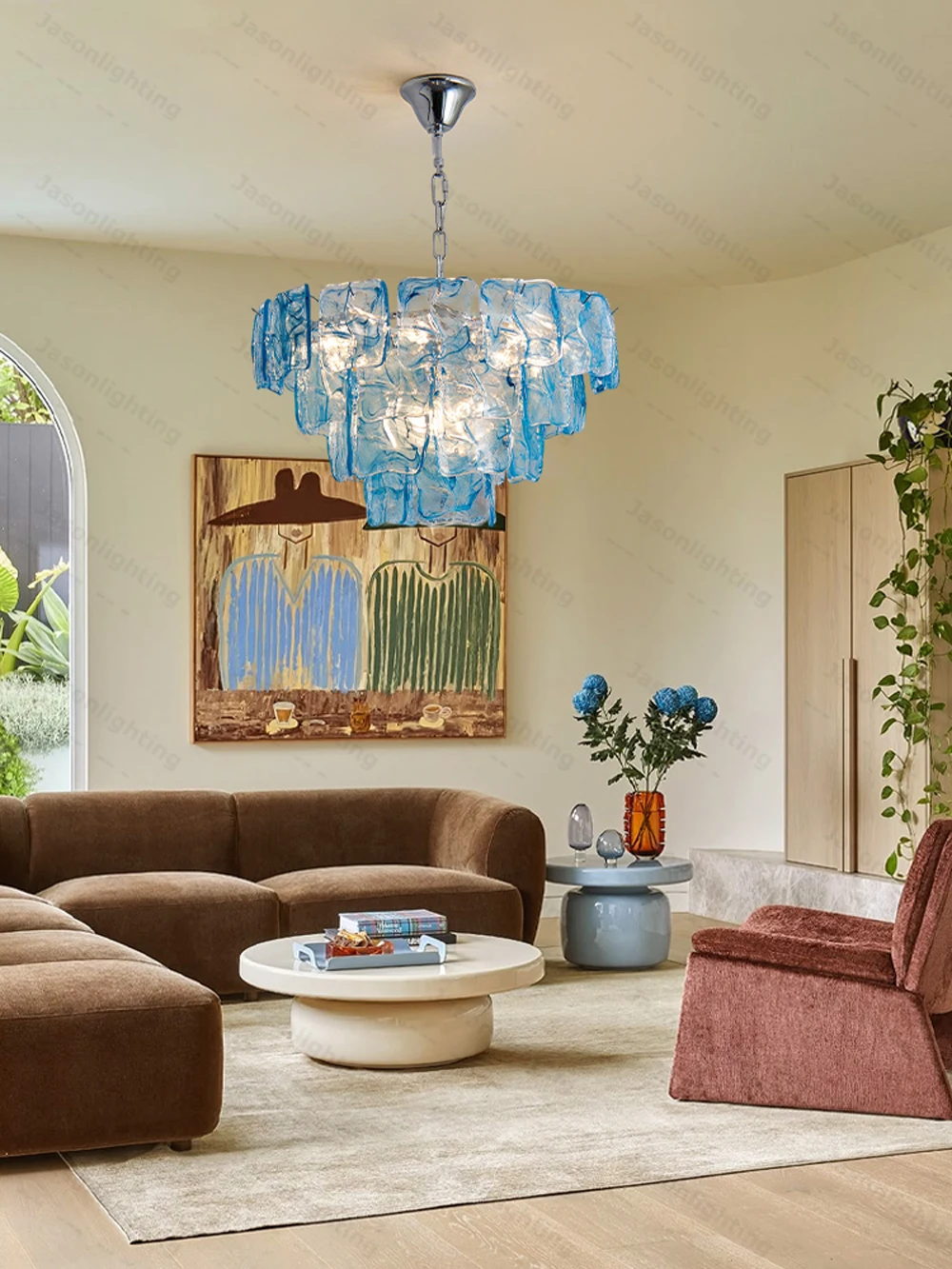 Blue Eyes Glass Collection Dimmable LED Chandelier