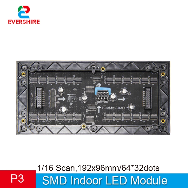 P3 Indoor SMD2121 1/16 Scan 3in1 RGB Full Color LED Display Screen Panel Module 192*96mm 64*32 Pixels