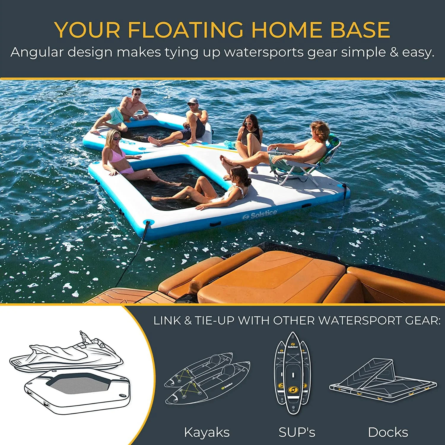Dock Floating Dock 10 Adults Platform Raft for Lake and Pool