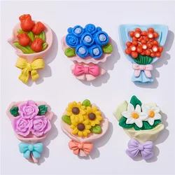 Cute flowers &bouquet Flat Back Resin Cabochons Scrapbooking DIY Jewelry Craft Decoration Accessories 10pcs -Q05
