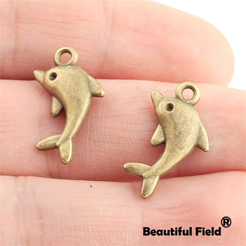 10pcs 22*12mm New Fashion Antique Silver Bronze Plated Handmade Charms Dolphin A174
