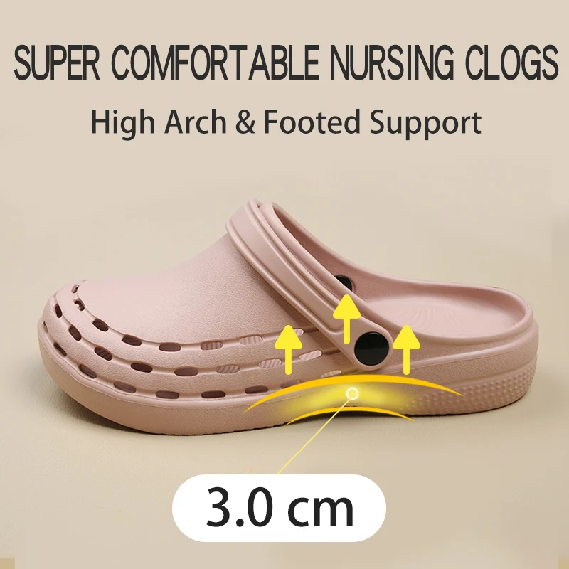 Women Slippers Summer EVA Beach Sandals Slip Resistant Contoured Footbeds Beautician Work Shoes Garden Strap Slip On Clogs  X08