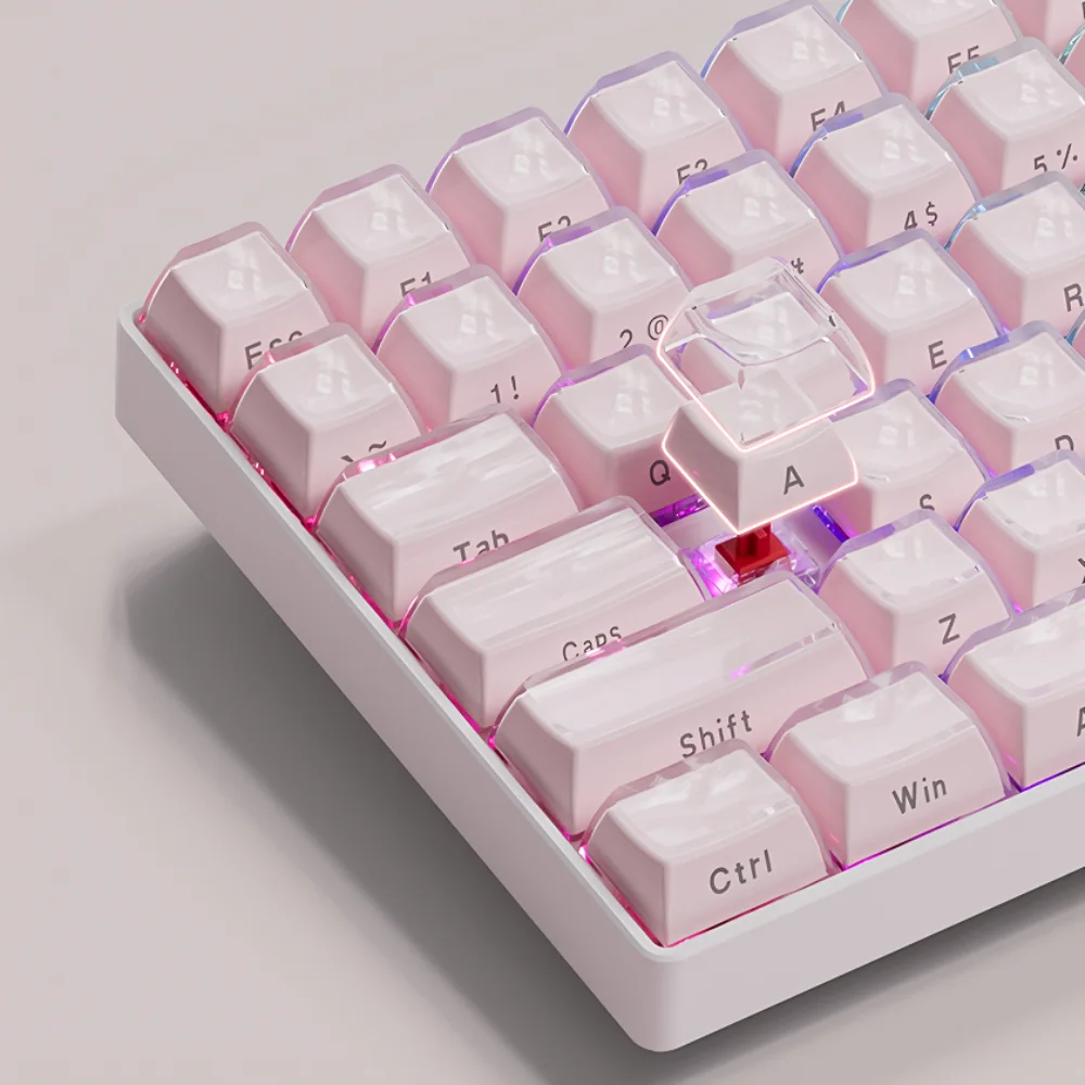 

Jelly Crystal Keycaps PBT+PC Side Engraved Keycaps 136 Keys for MX Switch 61/75/84/96/108 Mechanical Keyboard Replacement Caps