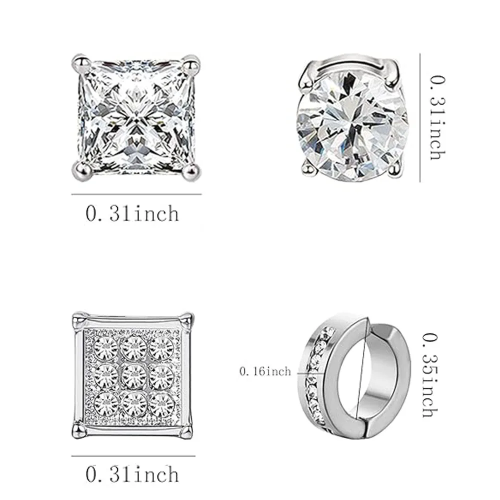 Pendientes magnéticos de acero inoxidable para hombre y mujer, aretes sin perforación con incrustaciones de circonita cúbica, con Clip, 1-12 pares