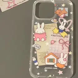 Kawaii Miffy 7/8/XS/XR/11/12/13/14/15/16ProMax Phone Case Silicone Anti-drop Simple All-wrap Soft Case Christmas Toy Gift