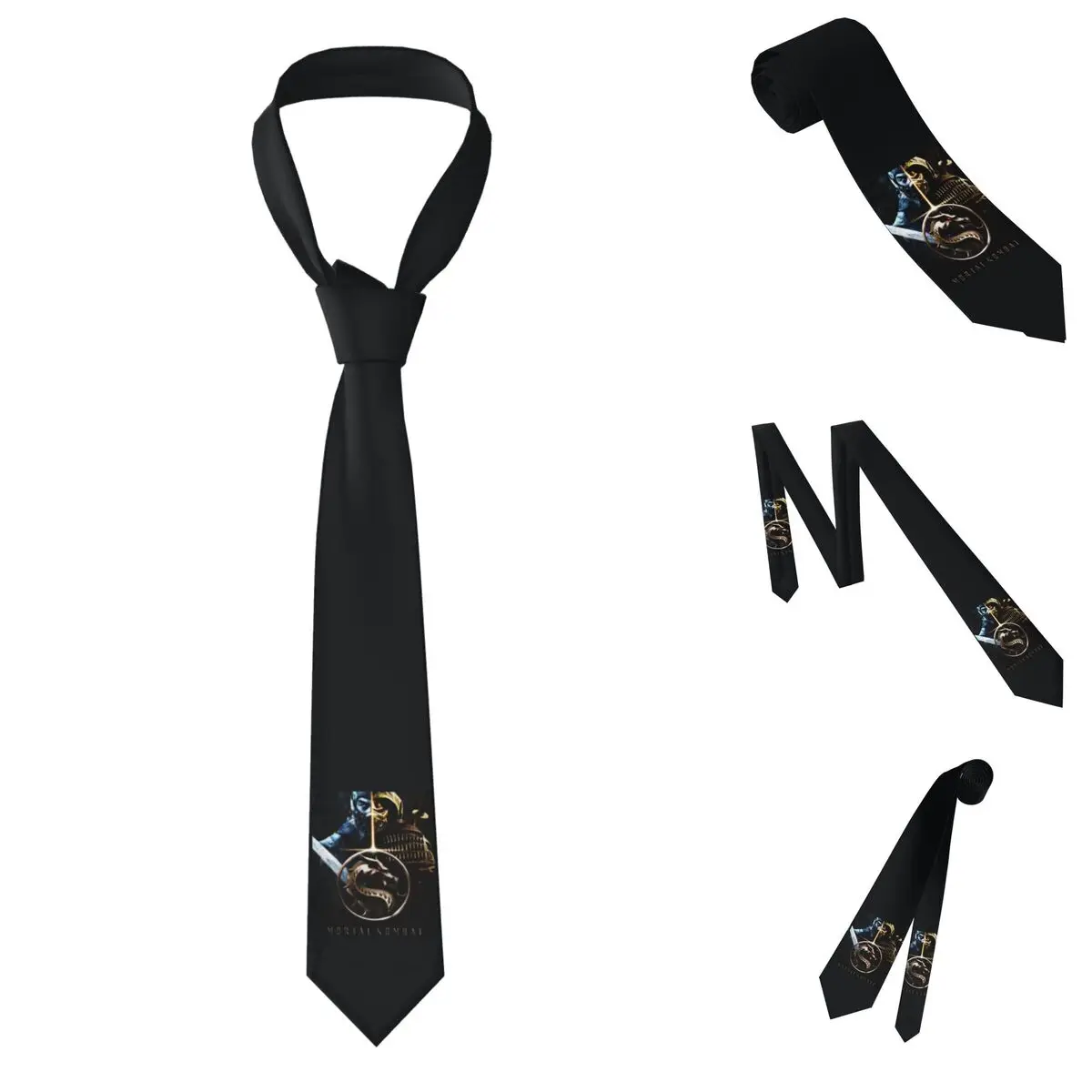 MK Movie 2021 (Scorpion And Sub Zero) Necktie for Men Silk Polyester Slim Neck Ties Party Suits Tie Casual Gravatas