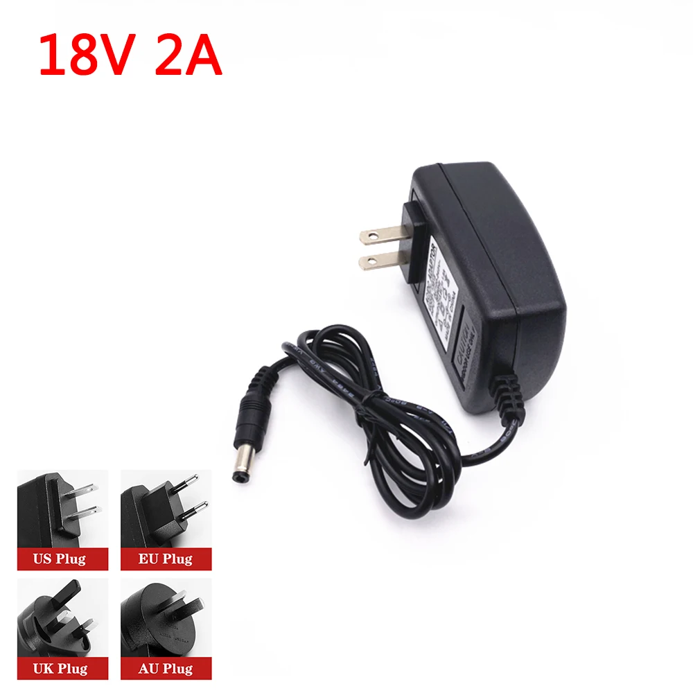 18V2A AC 100V-240V Converter Adapter DC 18 V Volt Vdc ​2000mA 18V 2A Power Supply Adaptor EU US UK AU Plug 5.5mm X 2.1-2.5mm