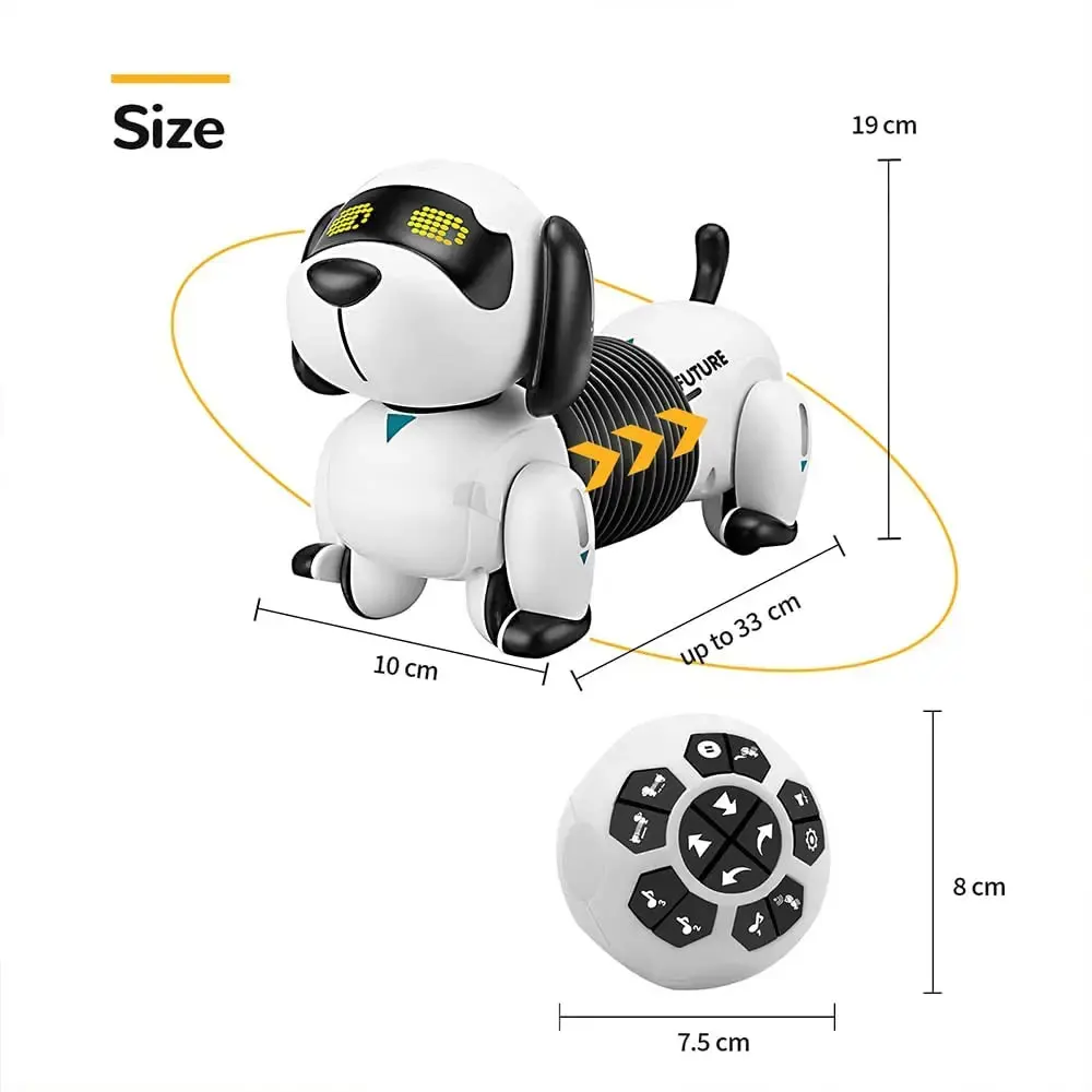 Robot giocattolo per cani interattivo RC cucciolo programmabile canta canzone danza giocattolo animale elettronico musica telecomando cane animale domestico carica USB