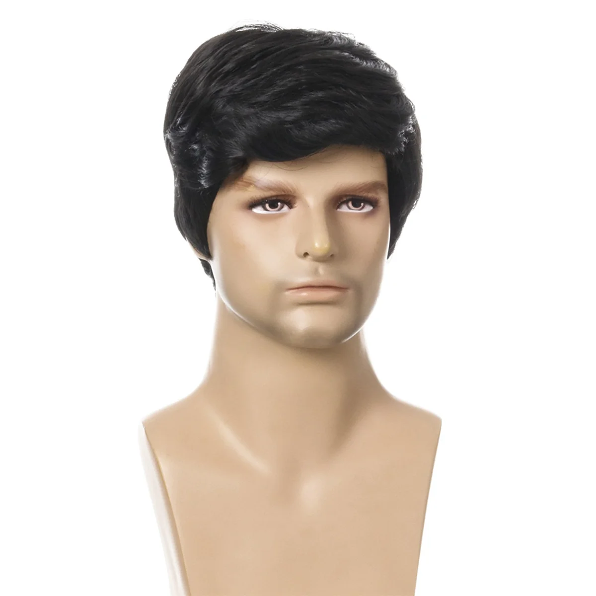 ABGN 5X شعر مستعار أنيق قصير أسود ذكر مستقيم شعر مستعار اصطناعي للرجال الشعر الصوف واقعية شعر مستعار أسود طبيعي الباروكات