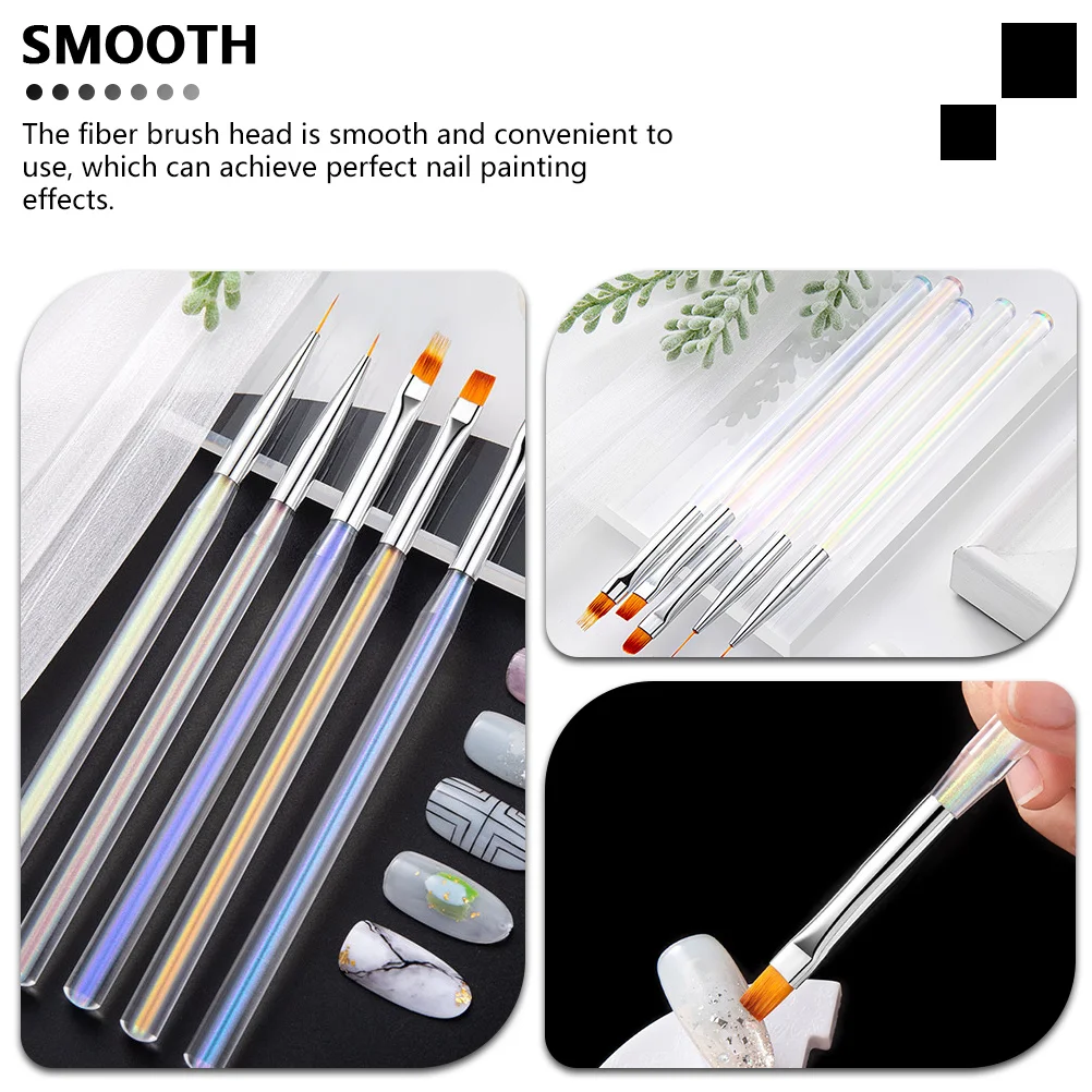 5 個ネイル描画ペンセットプロフェッショナルアクリルハンドルネイルアートブラシクリエイティブマニキュアペイント DIY ツールのためのスムーズな流れ