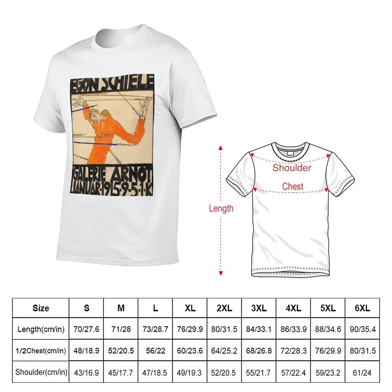 New Egon Schiele Exhibition Poster T-Shirt man clothes graphic t shirts oversized t shirts for men