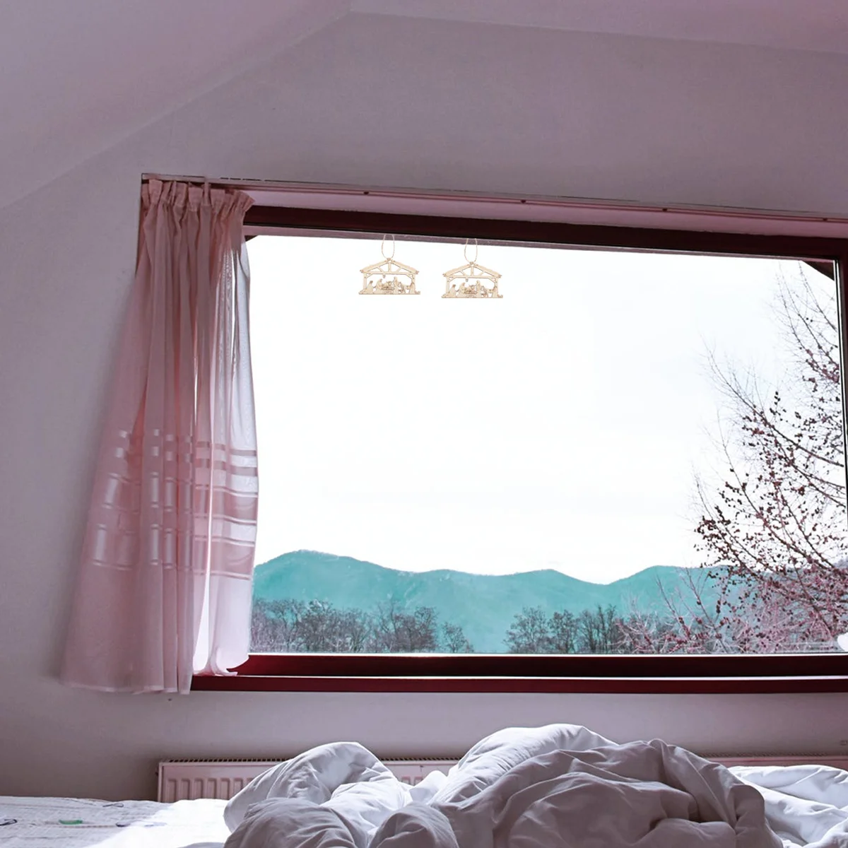 

20Pcs Wooden Nativity Scene Ornaments Religious Christmas Decor 3D Xmas Tree Hanging Supplies The Birth of Jesus Beige