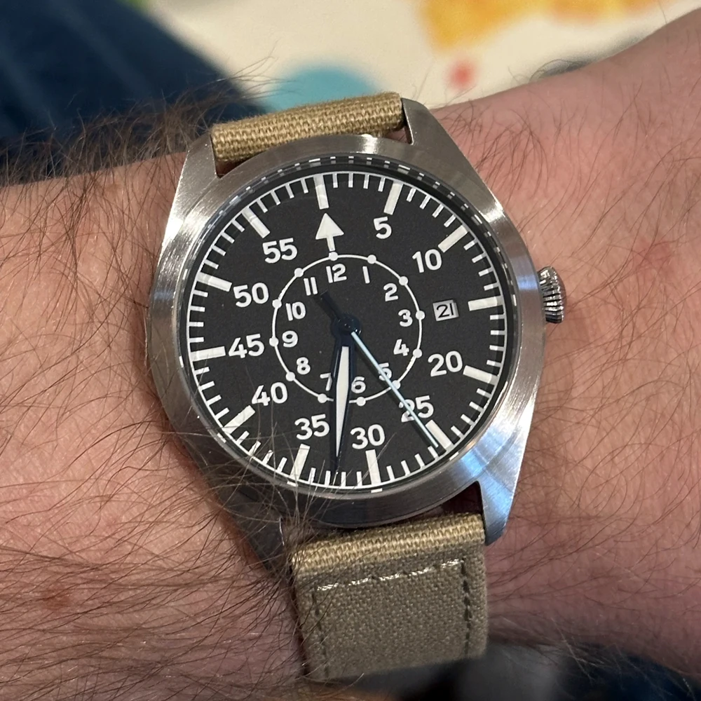 Canvas Pilot Watches Mechanical Khaki Band Field Wristwatch Automatic Movement Miyota Army Clock Male